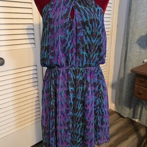 Express Printed Mock Halter Dress